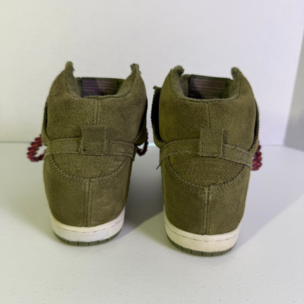 Nike Dunk Sky Hi Olive Green Suede Hidden Wedge Sneakers 528899-200 Womens 7 - Picture 3 of 9